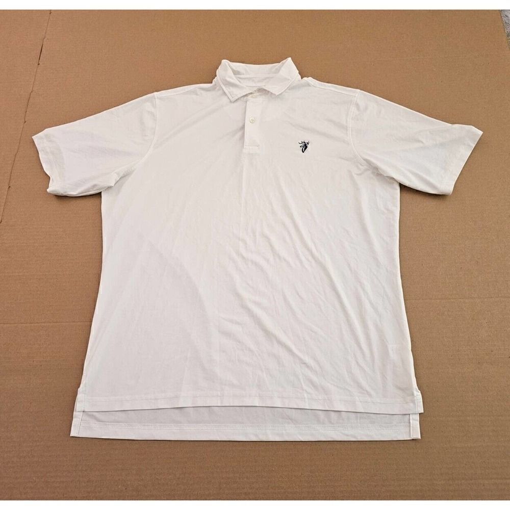 New Fairway & Greene Golf Polo Shirt Large Made In USA WHITE Buck Logo